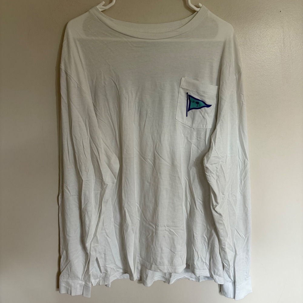 Vineyard Vines Mens XL White Charleston SC Long Sleeve Pocket T-Shirt Cotton